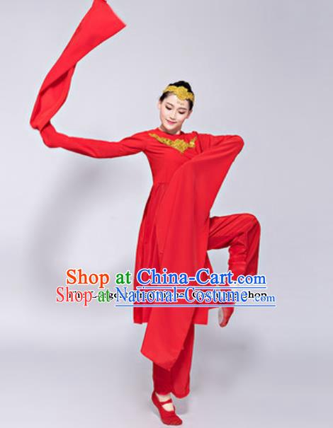 Traditional Chinese Classical Dance Costumes Folk Dance Group Dance Red Dress for Women