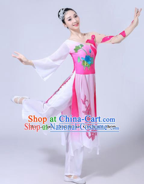 Traditional Chinese Classical Dance Costumes Fan Dance Group Dance Pink Dress for Women