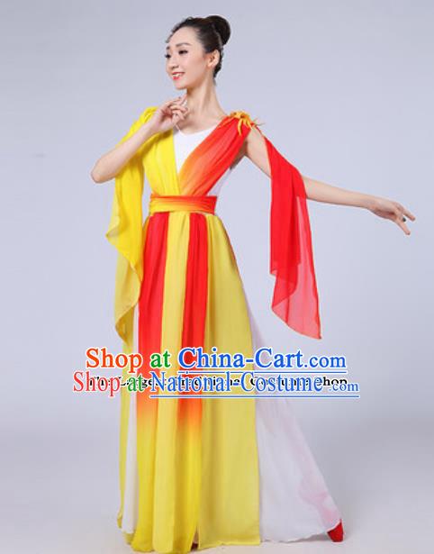 Top Grade Chorus Compere Costume Classical Dance Group Dance Yellow Dress for Women