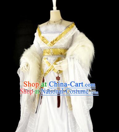 Traditional Chinese Cosplay Imperial Consort Costumes Ancient Peri White Hanfu Dress for Women