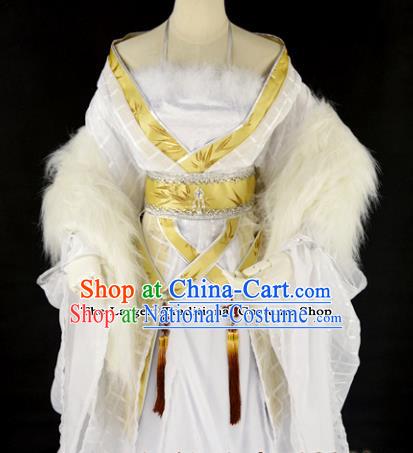 Traditional Chinese Cosplay Imperial Consort Costumes Ancient Peri White Hanfu Dress for Women