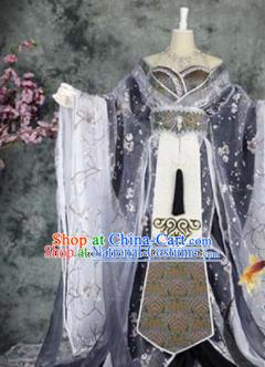 Traditional Chinese Cosplay Female Knight Costumes Ancient Imperial Consort Grey Hanfu Dress for Women