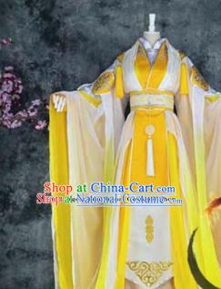 Traditional Chinese Cosplay Royal Highness Yellow Costumes Ancient Swordsman Hanfu Clothing for Men