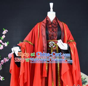 Traditional Chinese Cosplay Princess Wedding Costumes Ancient Swordswoman Red Hanfu Dress for Women