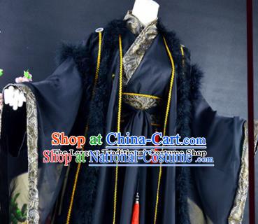 Traditional Chinese Cosplay Childe Costumes Ancient Royal Highness Swordsman Black Hanfu Clothing for Men