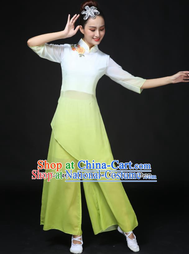 Traditional Chinese Classical Dance Green Costumes Fan Dance Umbrella Dance Clothing for Women