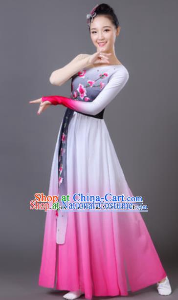 Traditional Chinese Classical Dance Pink Dress Fan Dance Umbrella Dance Clothing for Women