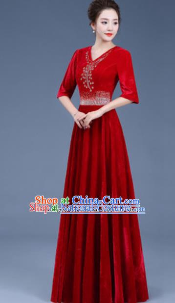 Top Grade Chorus Costume Modern Dance Group Dance Red Dress for Women