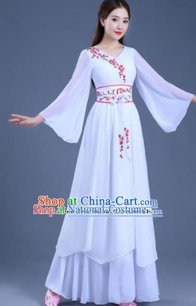 Traditional Chinese Classical Dance Group Dance White Dress Umbrella Dance Clothing for Women