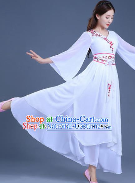 Traditional Chinese Classical Dance Group Dance White Dress Umbrella Dance Clothing for Women