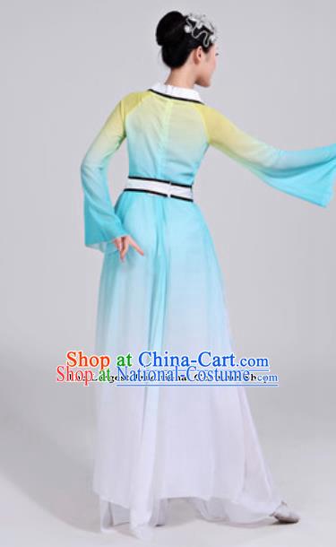 Traditional Chinese Group Dance Umbrella Dance Blue Dress Classical Dance Clothing for Women