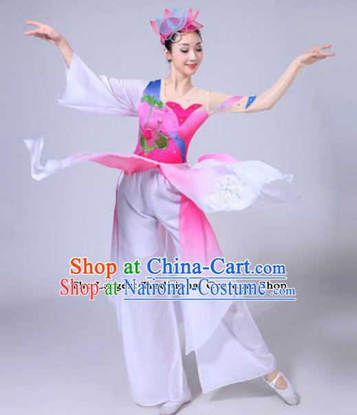 Traditional Chinese Group Dance Folk Dance Pink Dress Classical Dance Clothing for Women