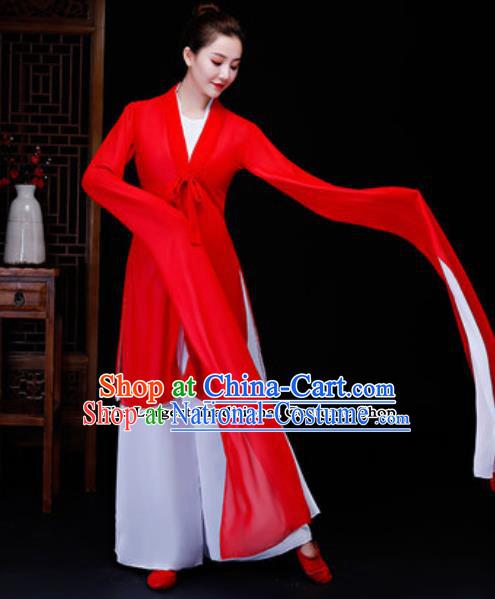 Traditional Chinese Classical Dance Fan Dance Red Dress Yanko Dance Clothing for Women