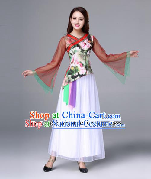 Traditional Chinese Folk Dance Costumes Fan Dance Yanko Dance Clothing for Women