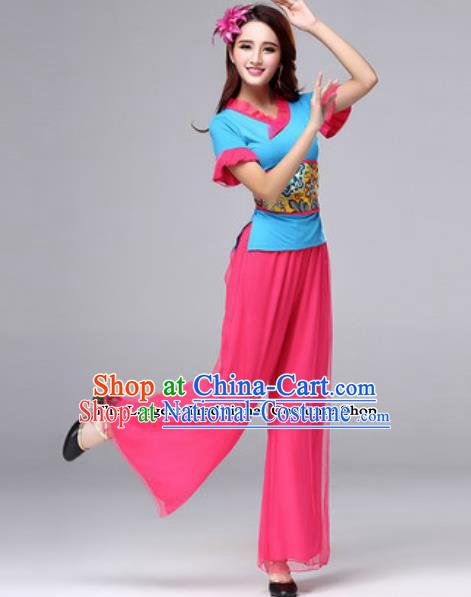 Traditional Chinese Folk Dance Costumes Yanko Dance Fan Dance Clothing for Women