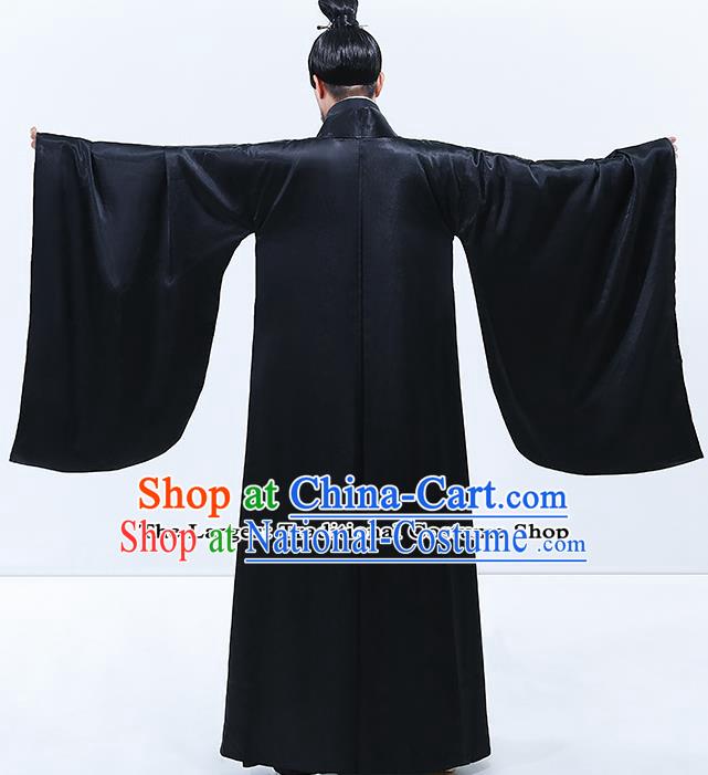 Traditional Chinese Drama Han Dynasty Emperor Costumes Ancient Majesty Black Robe for Men