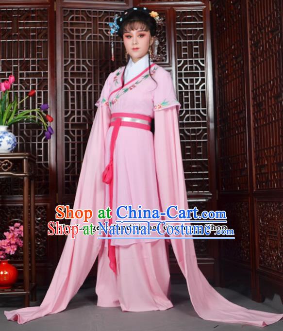 Traditional Chinese Beijing Opera Actress Costumes Ancient Palace Lady Pink Water Sleeve Dress for Adults