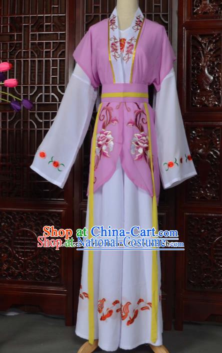 Traditional Chinese Beijing Opera Young Lady Costumes Ancient Maidservants Purple Dress for Adults