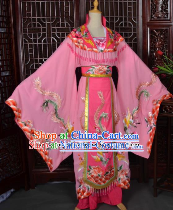 Traditional Chinese Beijing Opera Diva Costumes Ancient Empress Embroidered Pink Dress for Adults