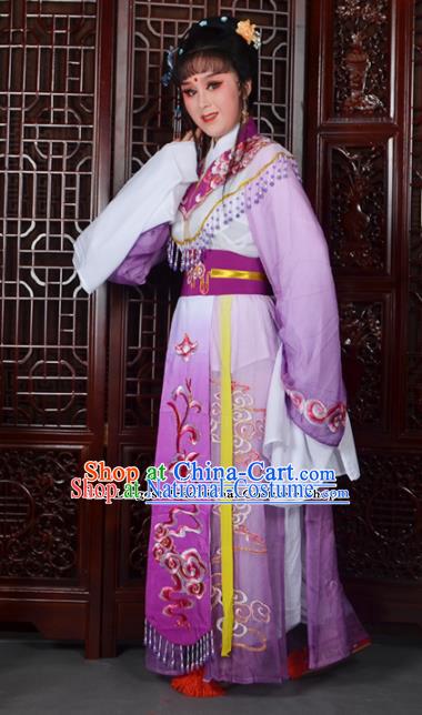 Traditional Chinese Beijing Opera Diva Costumes Ancient Imperial Consort Embroidered Purple Dress for Adults