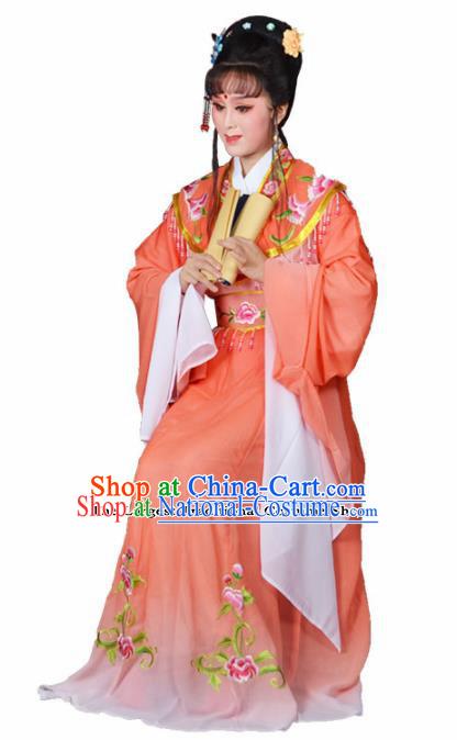 Traditional Chinese Beijing Opera Actress Costumes Ancient Princess Embroidered Orange Dress for Adults