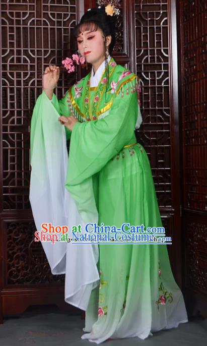 Traditional Chinese Beijing Opera Actress Costumes Ancient Princess Embroidered Green Dress for Adults