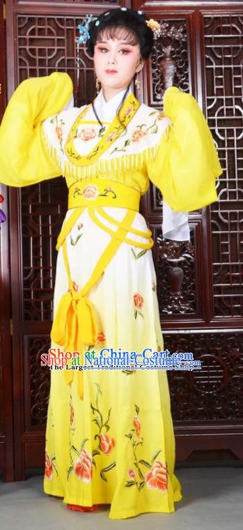 Traditional Chinese Peking Opera Princess Costumes Ancient Peri Yellow Dress for Adults