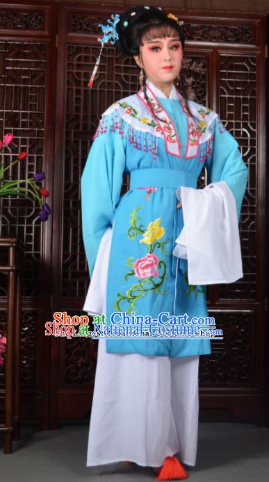 Traditional Chinese Peking Opera Diva Costumes Ancient Princess Blue Dress for Adults