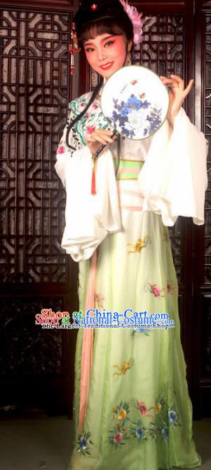 Traditional Chinese Peking Opera Actress Costumes Ancient Peri Princess Light Green Dress for Adults