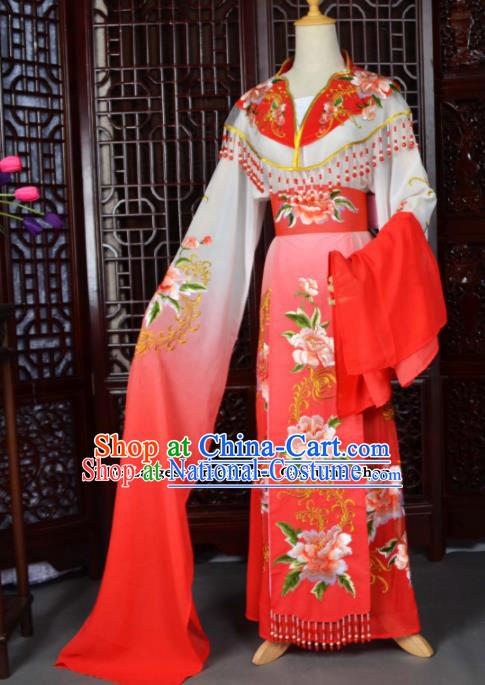 Traditional Chinese Peking Opera Palace Lady Costumes Ancient Imperial Consort Red Dress for Adults