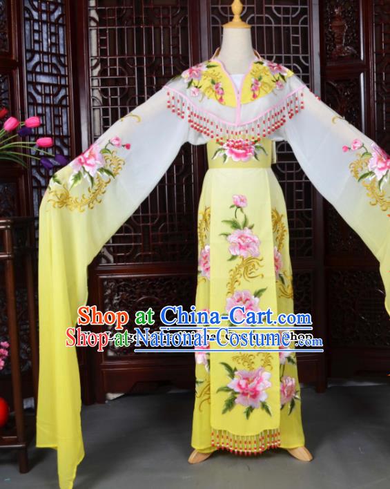 Traditional Chinese Peking Opera Palace Lady Costumes Ancient Imperial Consort Yellow Dress for Adults