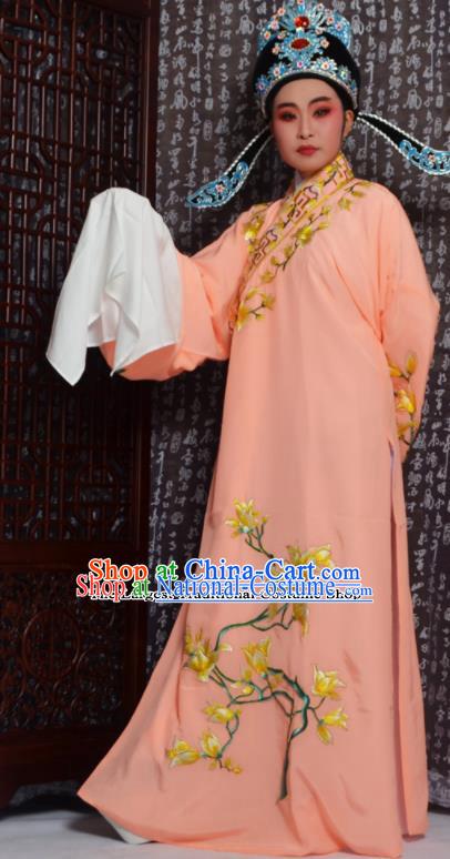 Professional Chinese Peking Opera Niche Costumes Embroidered Magnolia Orange Robe for Adults