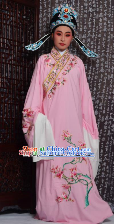 Professional Chinese Peking Opera Niche Costumes Embroidered Magnolia Pink Robe for Adults