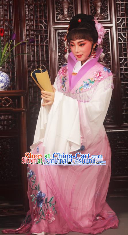 Traditional Chinese Peking Opera Palace Lady Costumes Ancient Imperial Concubine Embroidered Lilac Dress for Adults