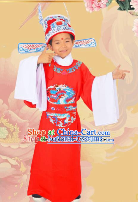 Professional Chinese Peking Opera Niche Costumes Ancient Childe Embroidered Red Clothing for Kids