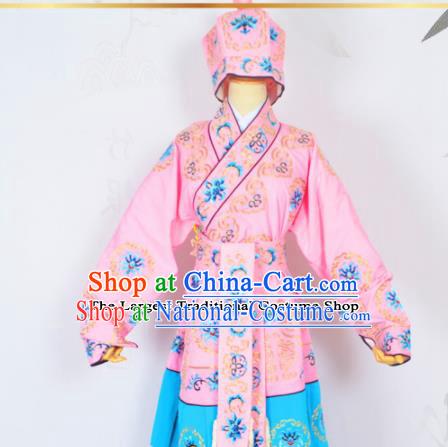 Professional Chinese Peking Opera Takefu Costumes Ancient Swordsman Embroidered Pink Clothing and Hat for Adults