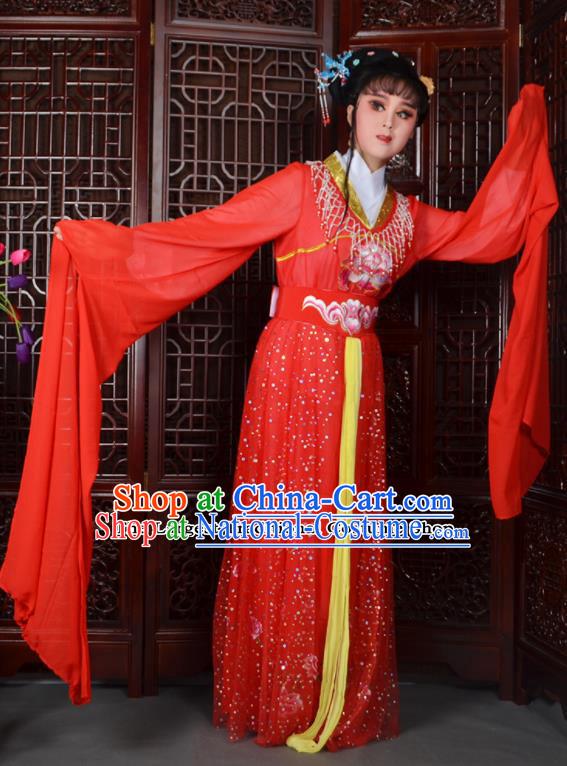 Chinese Ancient Peri Princess Embroidered Red Dress Traditional Peking Opera Actress Costumes for Adults