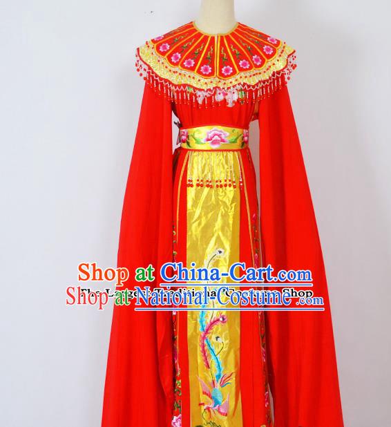 Chinese Ancient Palace Princess Embroidered Red Dress Traditional Peking Opera Actress Costumes for Adults