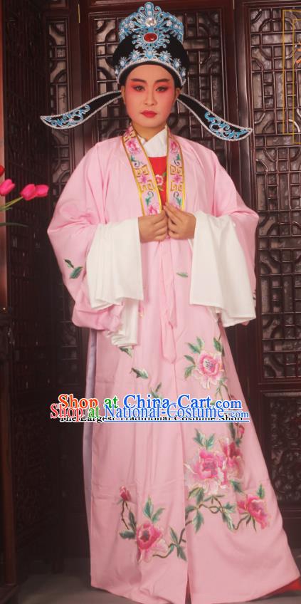 Top Grade Chinese Beijing Opera Scholar Costumes Peking Opera Niche Embroidered Pink Clothing for Adults