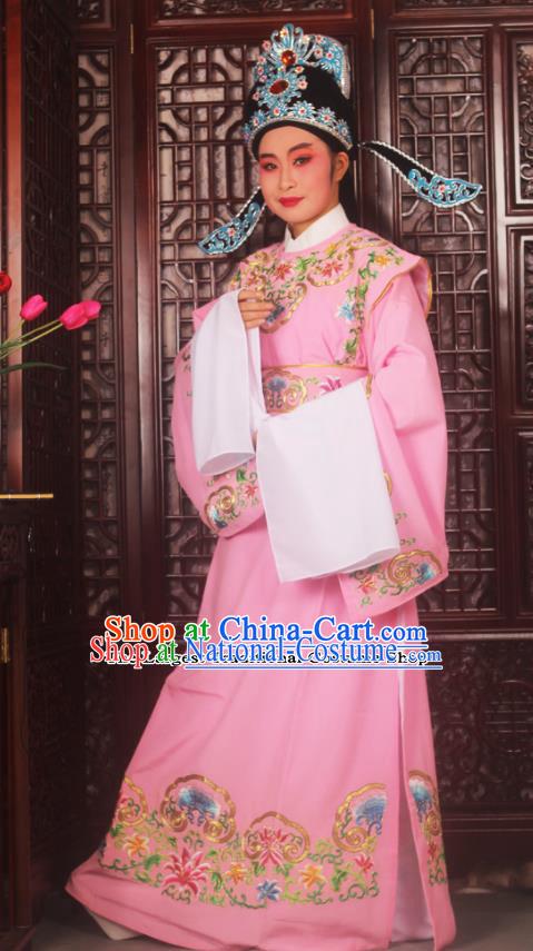 Top Grade Chinese Beijing Opera Niche Pink Costumes Peking Opera Scholar Embroidered Clothing for Adults