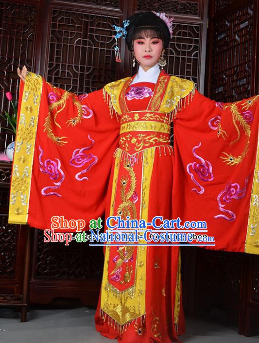 Traditional Chinese Peking Opera Empress Embroidered Costumes Ancient Queen Red Dress for Adults