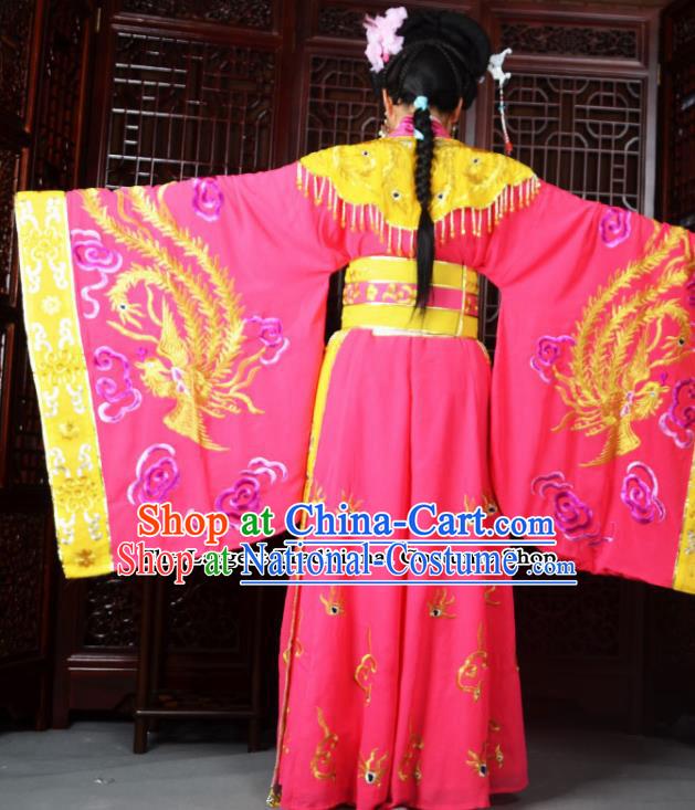 Traditional Chinese Peking Opera Empress Embroidered Costumes Ancient Queen Pink Dress for Adults