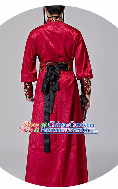 Chinese Traditional Han Dynasty Minister Costumes Ancient Drama Swordsman Red Clothing for Men