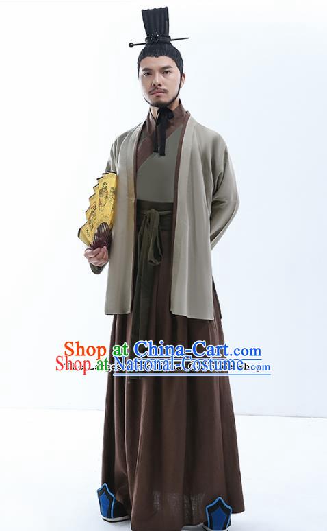 Chinese Traditional Warring States Period Prime Minister Costumes Ancient Drama Swordsman Clothing for Men