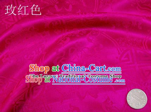 Traditional Chinese Royal Palace Double Fishes Pattern Design Rosy Brocade Fabric Silk Fabric Chinese Fabric Asian Material