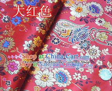 Traditional Chinese Royal Peony Pattern Red Brocade Tang Suit Fabric Silk Fabric Asian Material