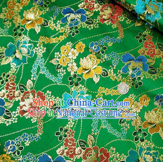 Traditional Chinese Green Brocade Tang Suit Royal Peony Pattern Fabric Silk Fabric Asian Material