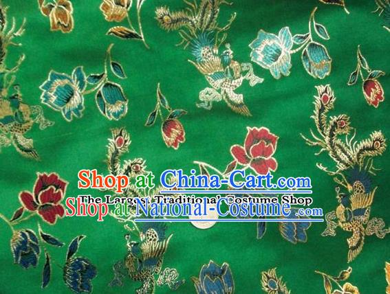 Traditional Chinese Royal Phoenix Peony Pattern Green Brocade Tang Suit Fabric Silk Fabric Asian Material