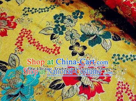 Traditional Chinese Royal Peony Pattern Yellow Brocade Tang Suit Fabric Silk Fabric Asian Material