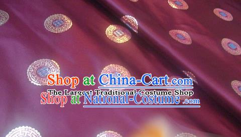 Traditional Chinese Royal Coins Pattern Purple Brocade Tang Suit Fabric Silk Fabric Asian Material